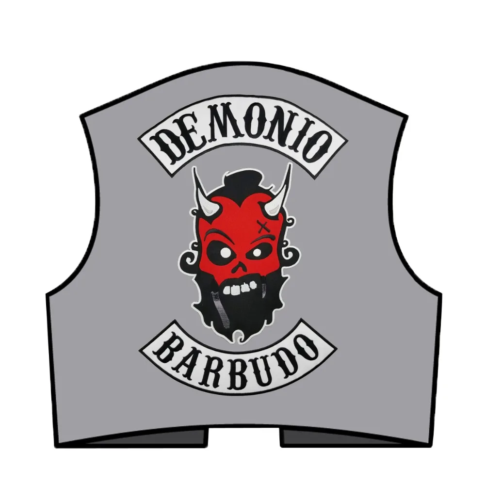 Demonio Barbudo Red Devil Iron On Patches For Clothing Full Back Patch Punk Biker Jacket Vest Custom Design (6)