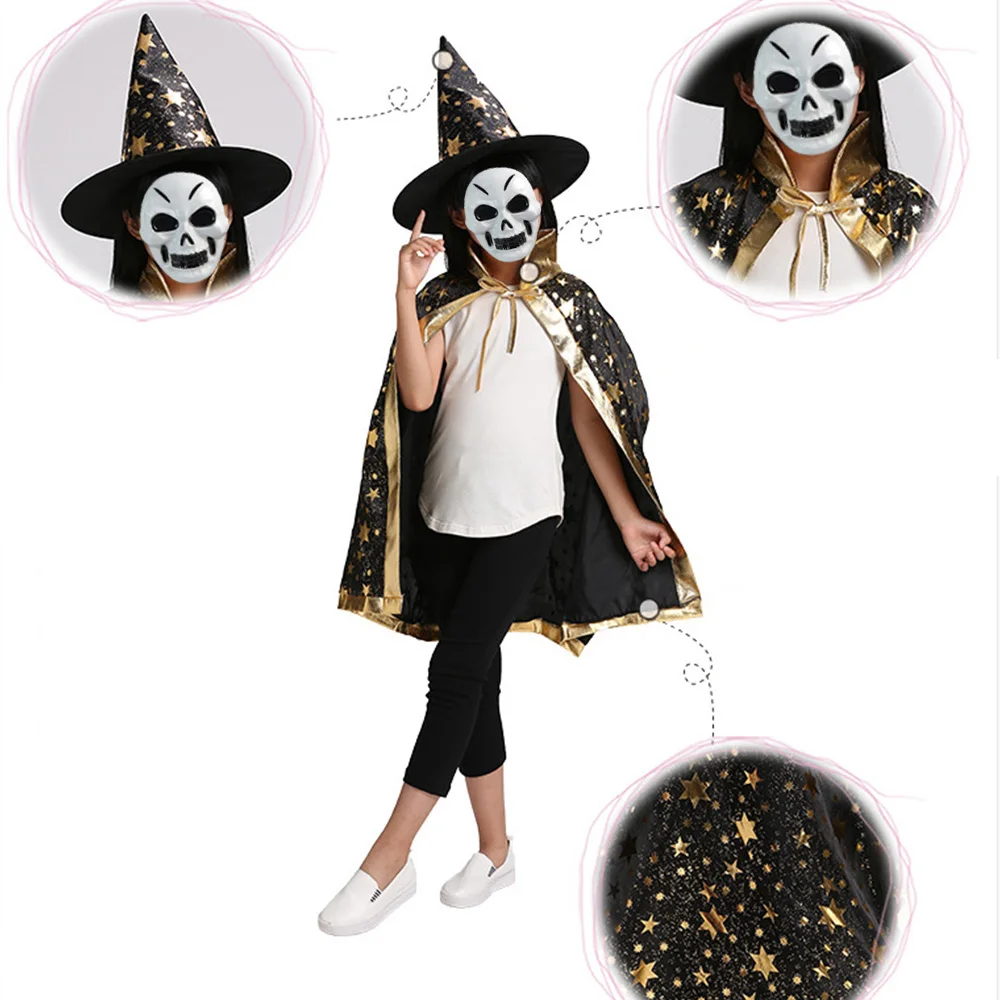 Halloween Children Wizard Cloak Cape Robe Witch Hat Fancy Star Pattern Masquerade Cosplay Festival School Party Supplies
Halloween Children Wizard Cloak Cape Robe Witch Hat Fancy Star Pattern Masquerade Cosplay Festival School Party Supplies