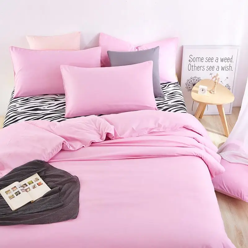 New style solid colors and zebra pattern design,3pcs/4 pcs bedding sets bed sheet bedspread duvet cover/flat sheet/ pillowcases 16