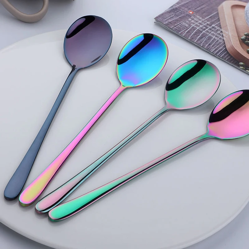 304 Stainless Steel Long Handle Dinner Spoon Dream Color Ice Coffee Spoon Tea Home Kitchen Tableware Spoons
304 Stainless Steel Long Handle Dinner Spoon Dream Color Ice Coffee Spoon Tea Home Kitchen Tableware Spoons