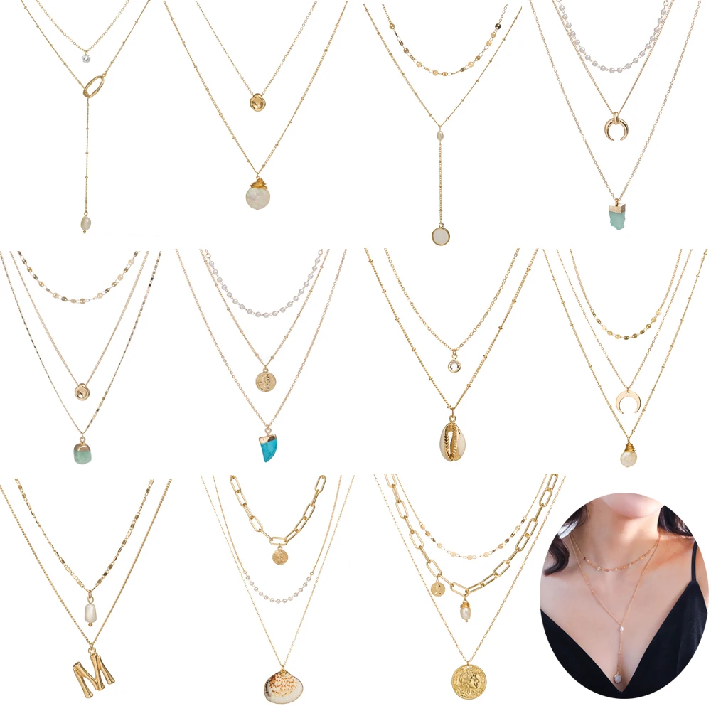 1Pcs New Multilayer Gold Necklaces for Women Kolye Fashion Moon Star Crystal Chain Necklaces & Pendants Boho Choker Jewelry 2019
1Pcs New Multilayer Gold Necklaces for Women Kolye Fashion Moon Star Crystal Chain Necklaces & Pendants Boho Choker Jewelry 2019