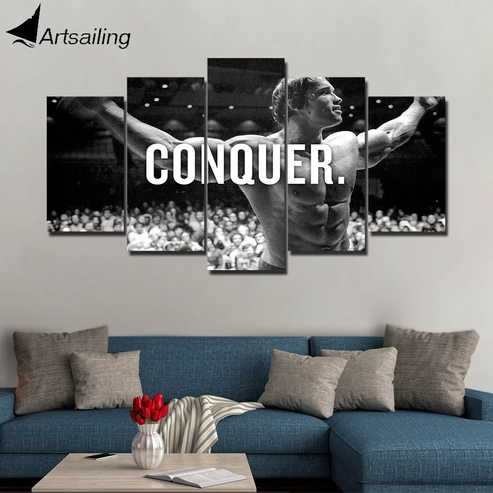 HD print 5 piece canvas art Arnold Schwarzenegger conquer black white painting poster for living room Free shipping/ny-4902
HD print 5 piece canvas art Arnold Schwarzenegger conquer black white painting poster for living room Free shipping/ny-4902