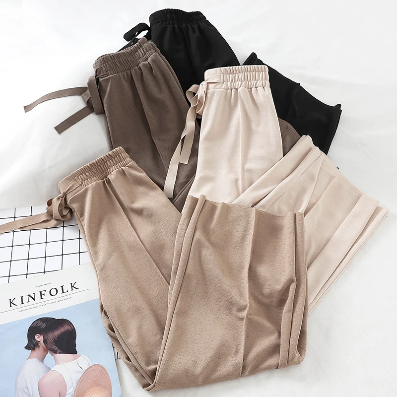 2019 new fashion women's Casual pants high waist elastic waist thin Simple wide leg pants long pants tide G645
2019 new fashion women's Casual pants high waist elastic waist thin Simple wide leg pants long pants tide G645