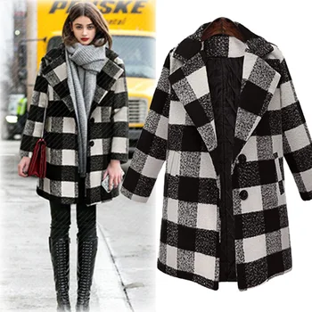 New Autumn Winter Women Coat Plus Size Fashion Casual Loose Single Breasted Plaid Woolen Blends Coat For Women Larger Outerwear
New Autumn Winter Women Coat Plus Size Fashion Casual Loose Single Breasted Plaid Woolen Blends Coat For Women Larger Outerwear