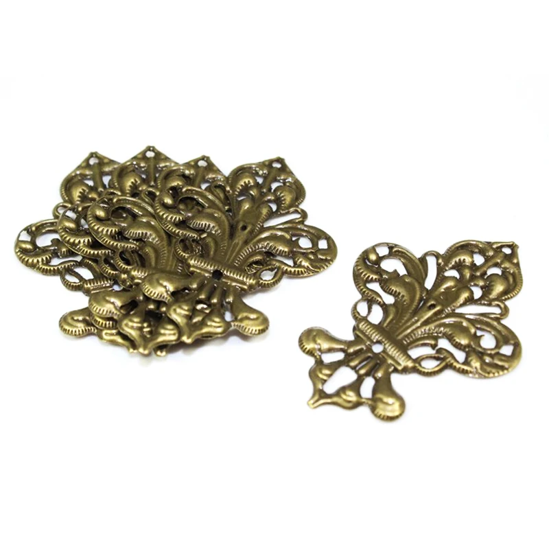 

2019 Hot Fashion Diy Accessories Ancient Bronze Tone Flower Filigree Wraps Finding Metal Connectors Hair Jewelry Embellishments