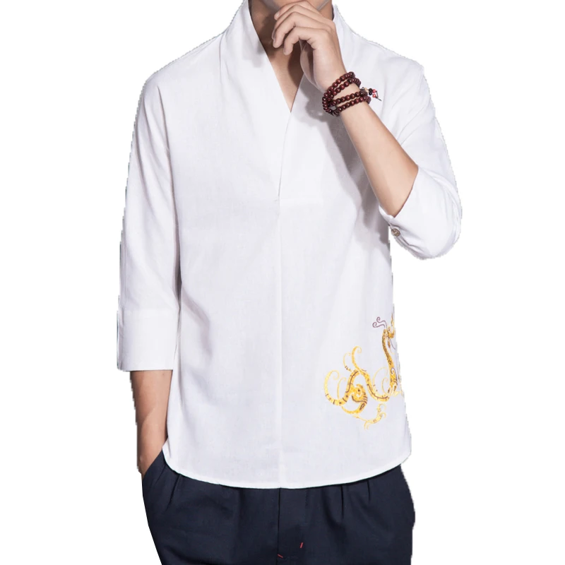 2019 Blouse Men linen Shirt Mens Baggy Cotton streetwear Pullover shirt male Retro V Neck Tops masculina lino hombre camisetas
2019 Blouse Men linen Shirt Mens Baggy Cotton streetwear Pullover shirt male Retro V Neck Tops masculina lino hombre camisetas