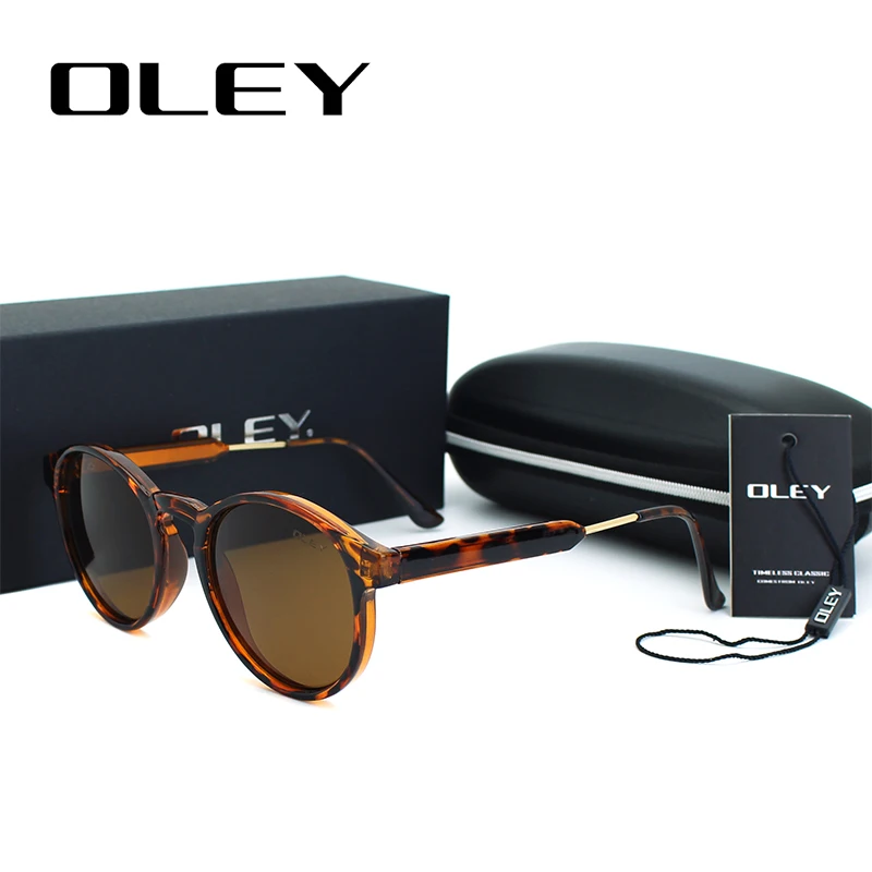 

OLEY Brand Designer Round Sunglasses Women Points Men Vintage Black Circle Eyewear Anti UVA Sun Glasses goggles Oculos de sol