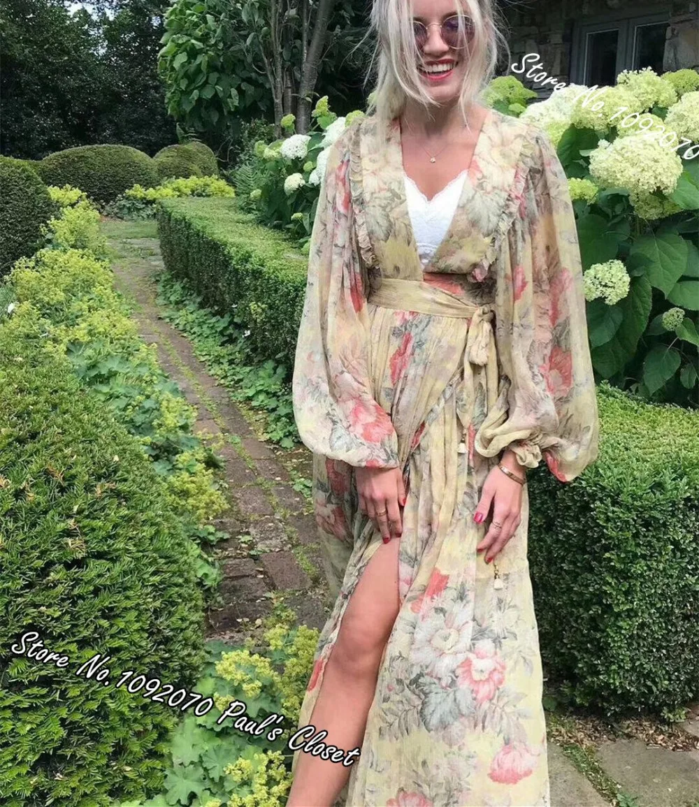 Women Retro and Bohemian Plunging Neckline Mustard Floral Melody Wrap Maxi Dress
Women Retro and Bohemian Plunging Neckline Mustard Floral Melody Wrap Maxi Dress
