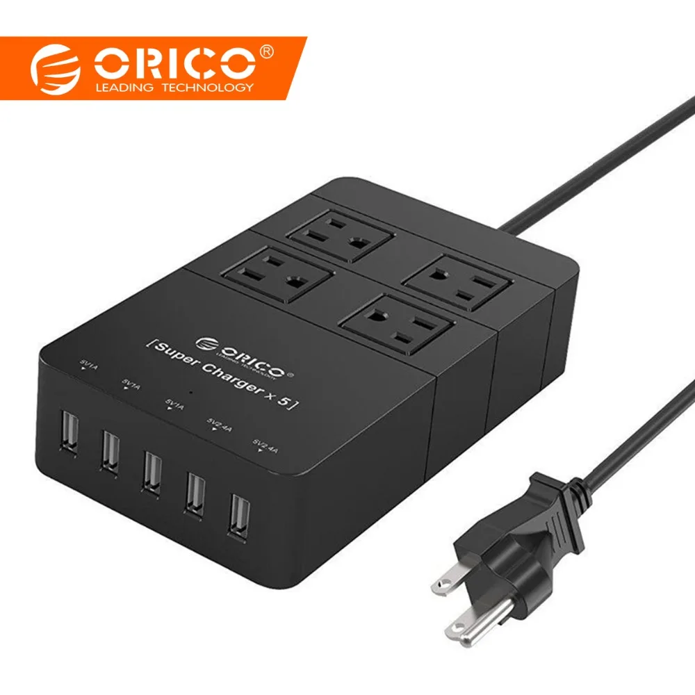 ORICO HPC-4A5U-US-BK 4 USA Family Outlet Surge Protector Power Strip with 5V 8A 5 Port USB Charger for Almost Smart Phone Black
ORICO HPC-4A5U-US-BK 4 USA Family Outlet Surge Protector Power Strip with 5V 8A 5 Port USB Charger for Almost Smart Phone Black