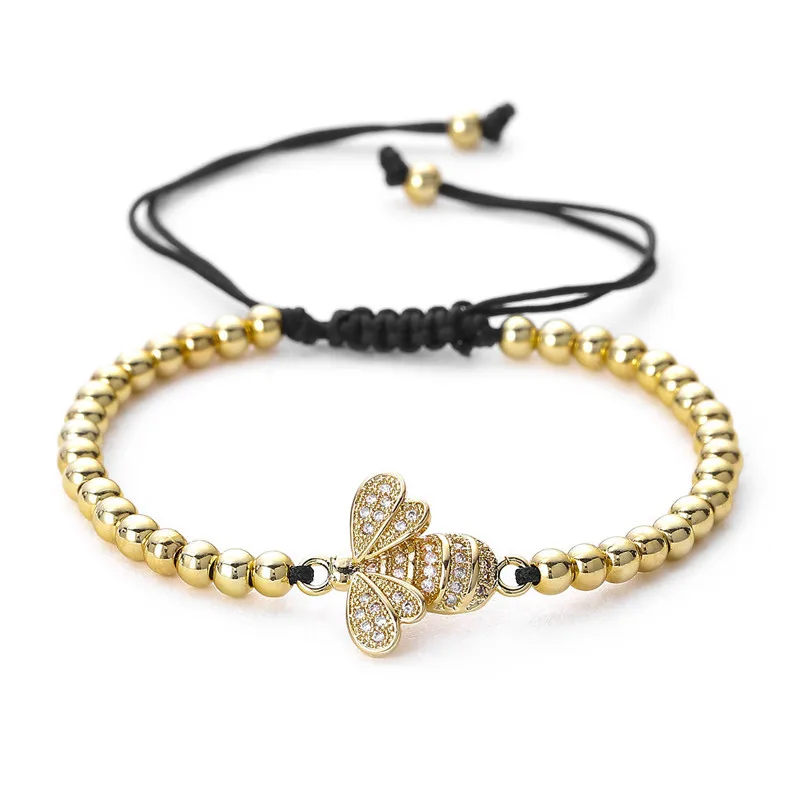 DIY Alloy 4mm Gold Cooper Beads Handmade Bracelets Cz Crystal Honey Bee Bracelet Adjustable Animal Jewelry for Women Gifts
DIY Alloy 4mm Gold Cooper Beads Handmade Bracelets Cz Crystal Honey Bee Bracelet Adjustable Animal Jewelry for Women Gifts