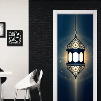 

Light In The Dark Religion Lantern Arabic Style Creative Doors Home Stickers Bedroom Parlor Corridor Door Decoration Drop Order