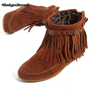 US5-9 Suede Leather Like Moccasin Fringe Tassel Ankle Boots womens wedge shoes
US5-9 Suede Leather Like Moccasin Fringe Tassel Ankle Boots womens wedge shoes