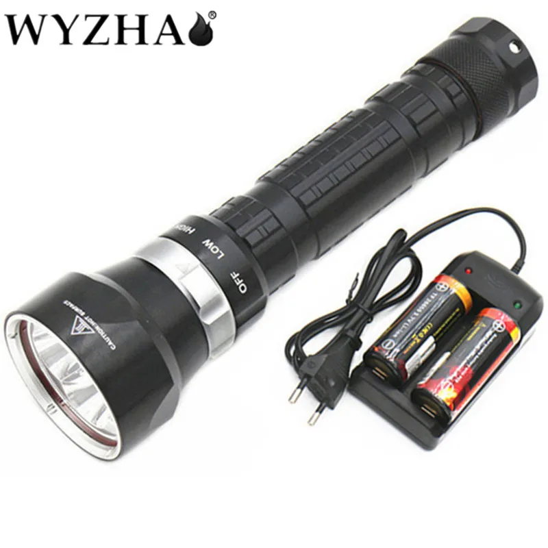 Diving light 4L2 LED Diving flashlight 18000 lumens Waterproof lamp submersible lamp underwater Swimming Torch Diving lights a
Diving light 4L2 LED Diving flashlight 18000 lumens Waterproof lamp submersible lamp underwater Swimming Torch Diving lights a
