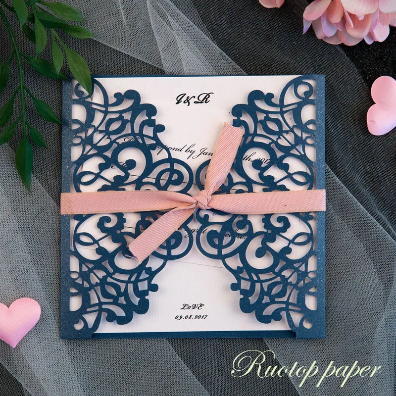 50pcs Dark Navy Blue Wedding Invitations Card Pearl Paper Laser Cutting Wedding Invitation Flowers Hollow Wedding Greeting Cards
50pcs Dark Navy Blue Wedding Invitations Card Pearl Paper Laser Cutting Wedding Invitation Flowers Hollow Wedding Greeting Cards