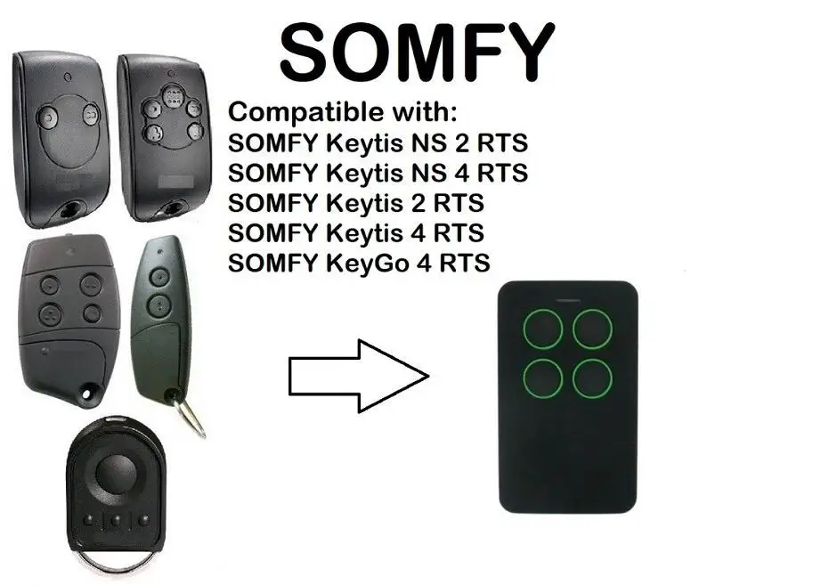 For SOMFY Telis 1 RTS / Keytis NS 2 RTS garage door controller compatible remote control 433,42Mhz rolling code
For SOMFY Telis 1 RTS / Keytis NS 2 RTS garage door controller compatible remote control 433,42Mhz rolling code