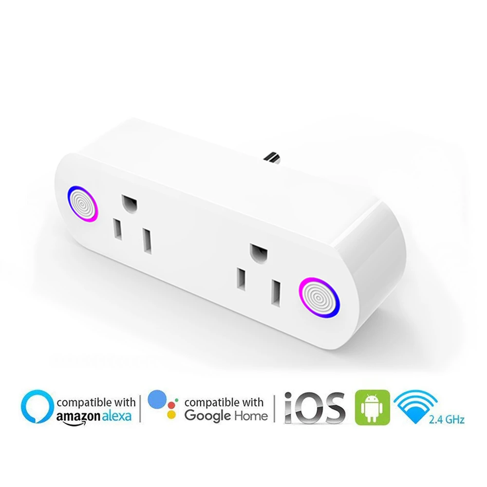 Wi-Fi умная розетка работает с Alexa Google Assistant IFTTT беспроводной 2 в 1 умные розетки