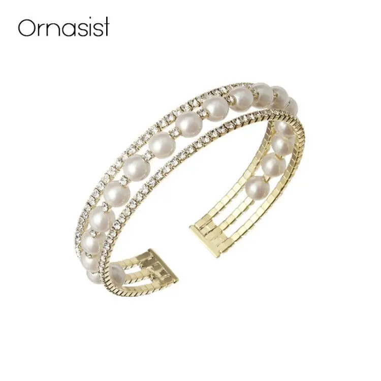 Luxury Full Rhinestone Pearl Cuff Bracelet For Women Jewelry Open Gold Silver Bangles
Luxury Full Rhinestone Pearl Cuff Bracelet For Women Jewelry Open Gold Silver Bangles