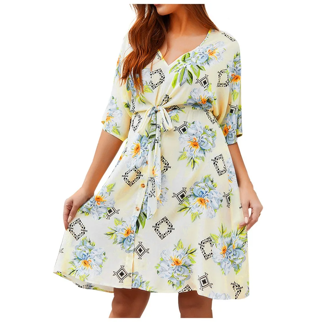 2019 Summer Sundress Women Beach Dress Sexy Bohemian Short Sleeve Beach Bandage V-Neck Printed Knee Length Dress L605
2019 Summer Sundress Women Beach Dress Sexy Bohemian Short Sleeve Beach Bandage V-Neck Printed Knee Length Dress L605