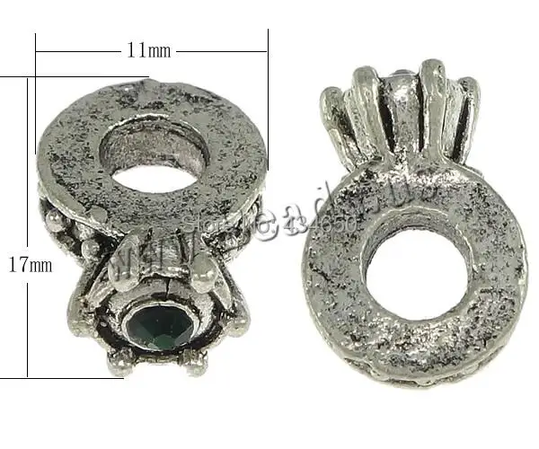 Free shipping!!!Zinc Alloy European Beads Factory Price platinum color plated without troll & with rhinestone blacken | Украшения и