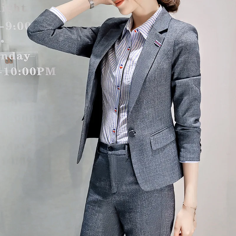 2018 winter Formal women's business blazer pants suits ladies office lady trouser suit striped jacket tops two Piece Costumes
2018 winter Formal women's business blazer pants suits ladies office lady trouser suit striped jacket tops two Piece Costumes