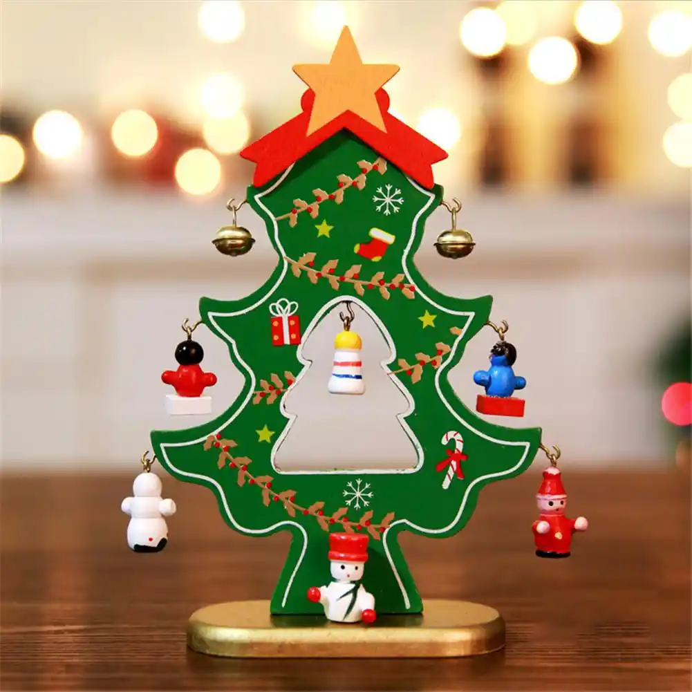 christmas single piece wooden christmas tree desktop small diy