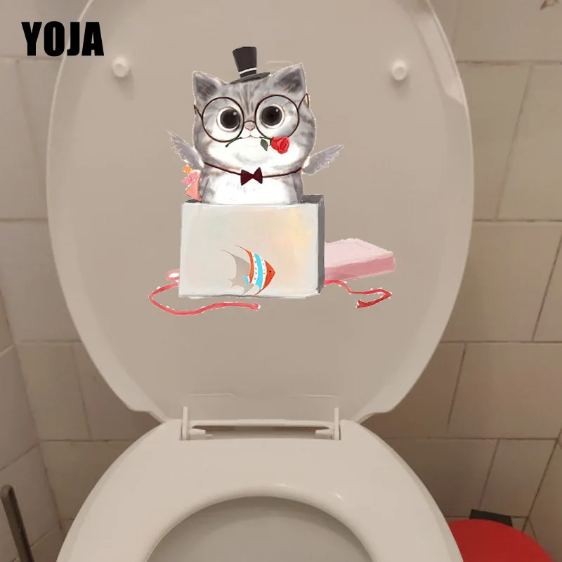 YOJA 22 6*24 4 см котенок с очками оформление ванной комнаты наклейки | Дом и сад