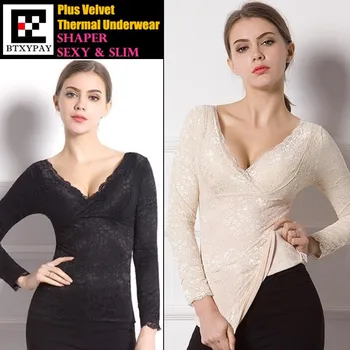 Women Winter Plus Velvet Sculpting Warm Bottoming Shirt Long Sleeve Tops,Sexy Lace Slim Shapers Push up Gather Thermal Underwear
Women Winter Plus Velvet Sculpting Warm Bottoming Shirt Long Sleeve Tops,Sexy Lace Slim Shapers Push up Gather Thermal Underwear