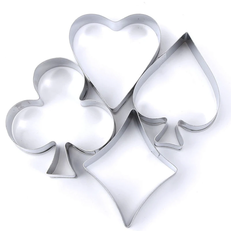 4Pcs/set Novelty Poker Card Cookie Cutter 3D Chocolate Mold Stainless Steel Fondant Cake Decorating Halloween Baking Tools
4Pcs/set Novelty Poker Card Cookie Cutter 3D Chocolate Mold Stainless Steel Fondant Cake Decorating Halloween Baking Tools