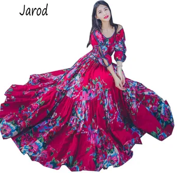 Vintage Ethnic Boho Big Swing Women Holiday Long Dress 2019 spring Red Printing Floral Elegant Retro Maxi Party Dress
Vintage Ethnic Boho Big Swing Women Holiday Long Dress 2019 spring Red Printing Floral Elegant Retro Maxi Party Dress