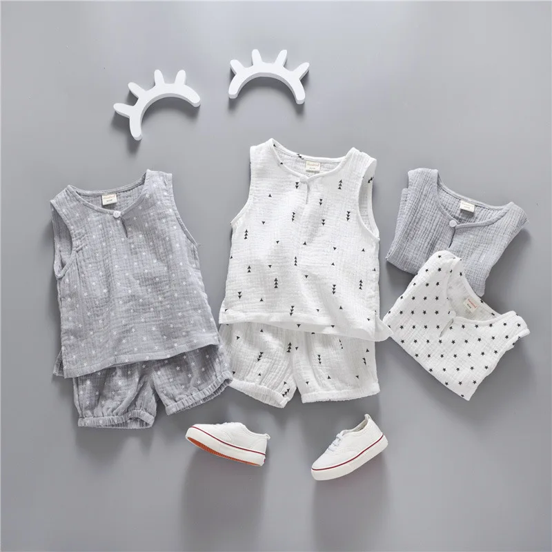 Baby Boys Clothes 2018 Summer Style Beach Star Tree Print Casual Sport Suit 2Pcs Sets T Shirt + Shorts Baby Girls Clothes Set 18