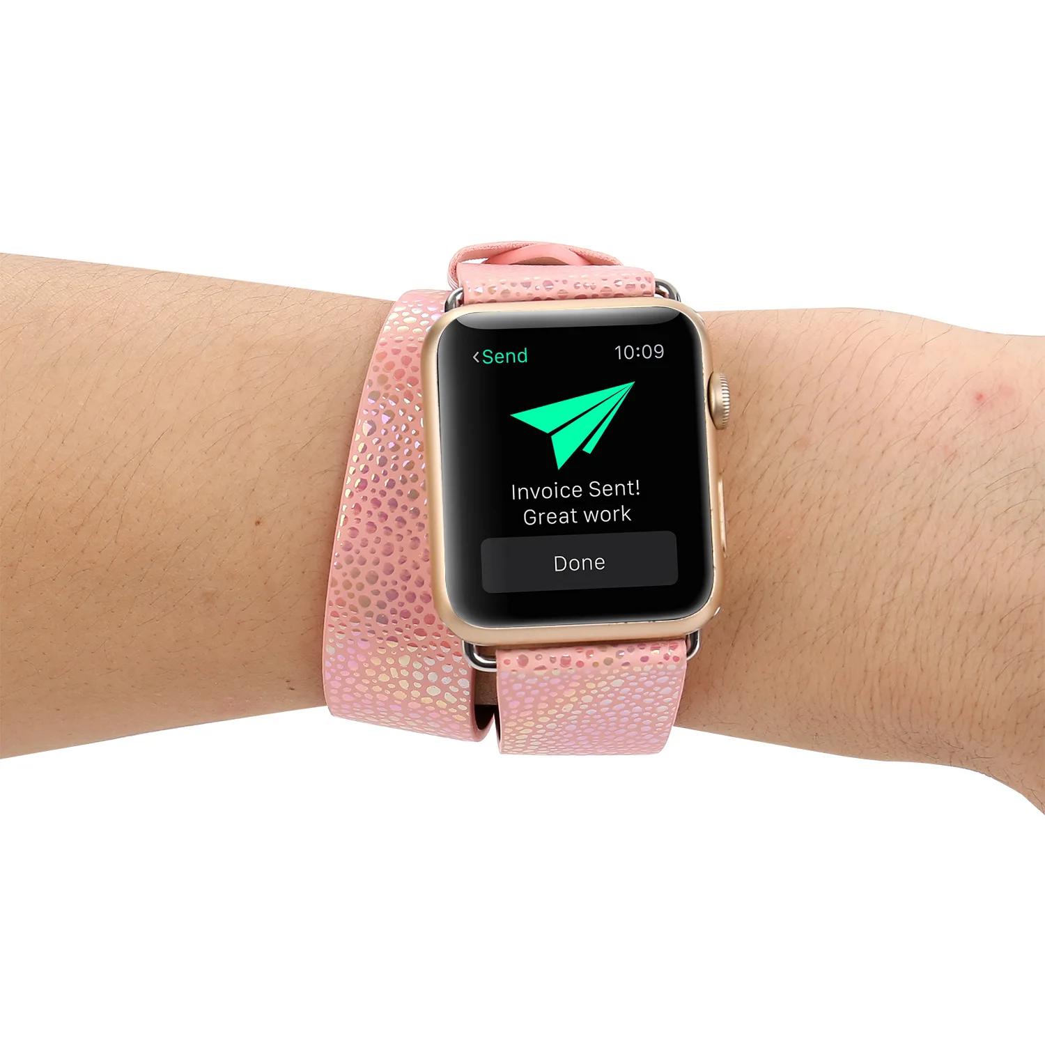 Original Design Light Colourful Watchband For Apple Watch 44Mm/ 40Mm/ 42Mm/ 38Mm Bands Double Belt Genuine Leather Bracelet For Iwatch