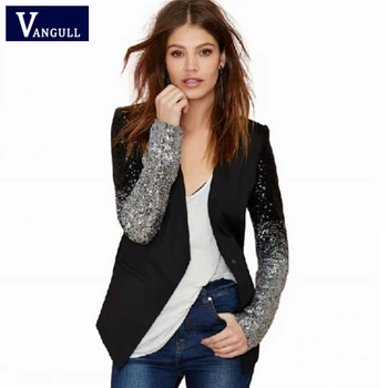 Vangull Spring Women's Clothing Plus Size Blazers Long Sleeve Sequins slim casual Female Blazer Coats Single Button Short Tops
Vangull Spring Women's Clothing Plus Size Blazers Long Sleeve Sequins slim casual Female Blazer Coats Single Button Short Tops