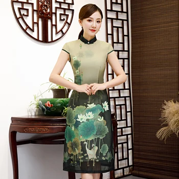 Vintage Improved Cheongsam Printed Satin Women Flower Gowns Classic Evening Dress Chinese Style Short Sleeve Qipao Vestidos
Vintage Improved Cheongsam Printed Satin Women Flower Gowns Classic Evening Dress Chinese Style Short Sleeve Qipao Vestidos