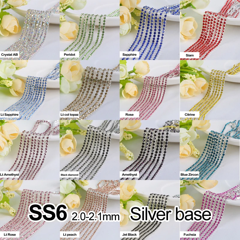 Rhinestones chain 17 Color 3Yards/lot SS6(2.0-2.1MM) Silver claw fou Garment free shipping
Rhinestones chain 17 Color 3Yards/lot SS6(2.0-2.1MM) Silver claw fou Garment free shipping