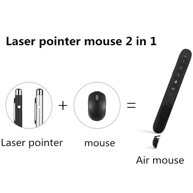 Rechargable RF 2.4G Wireless Presenter with Air Mouse PowerPoint Remote Control PPT Clicker Presentation Laser Pen
Rechargable RF 2.4G Wireless Presenter with Air Mouse PowerPoint Remote Control PPT Clicker Presentation Laser Pen