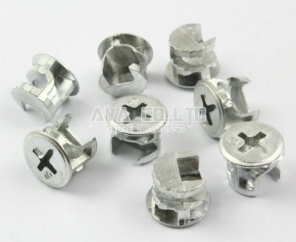 50 Pieces 15mm Diameter Furniture Cam Lock Screw Fittings