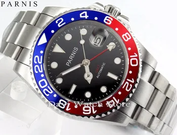 Parnis 40mm stainless steel case GMT blue&red Bezel sapphire automatic mens watch
Parnis 40mm stainless steel case GMT blue&red Bezel sapphire automatic mens watch