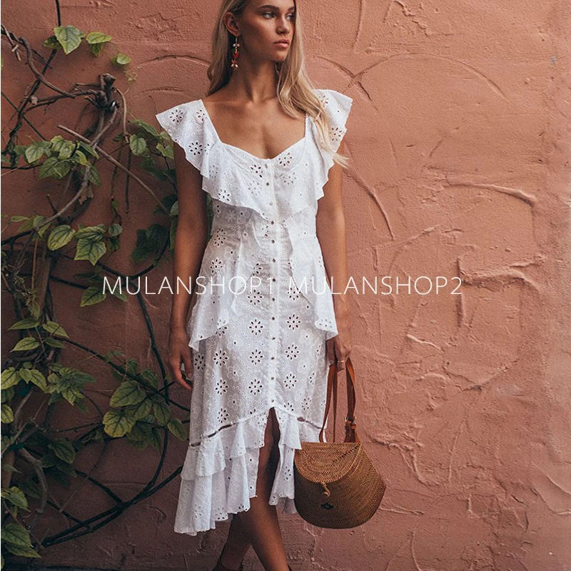 2019 High Quality ALICE Style Runway Dress Women Sexy Backless Ruffles Hollow Out Midi Dress Female Holiday Party White Dresses
2019 High Quality ALICE Style Runway Dress Women Sexy Backless Ruffles Hollow Out Midi Dress Female Holiday Party White Dresses
