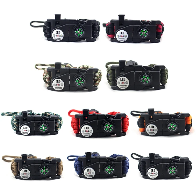 Multifunction Adjustable Survival Bracelet LED Light Compass Whistle Wrist Strap Military Emergency Camping Rescue Wristband
Multifunction Adjustable Survival Bracelet LED Light Compass Whistle Wrist Strap Military Emergency Camping Rescue Wristband