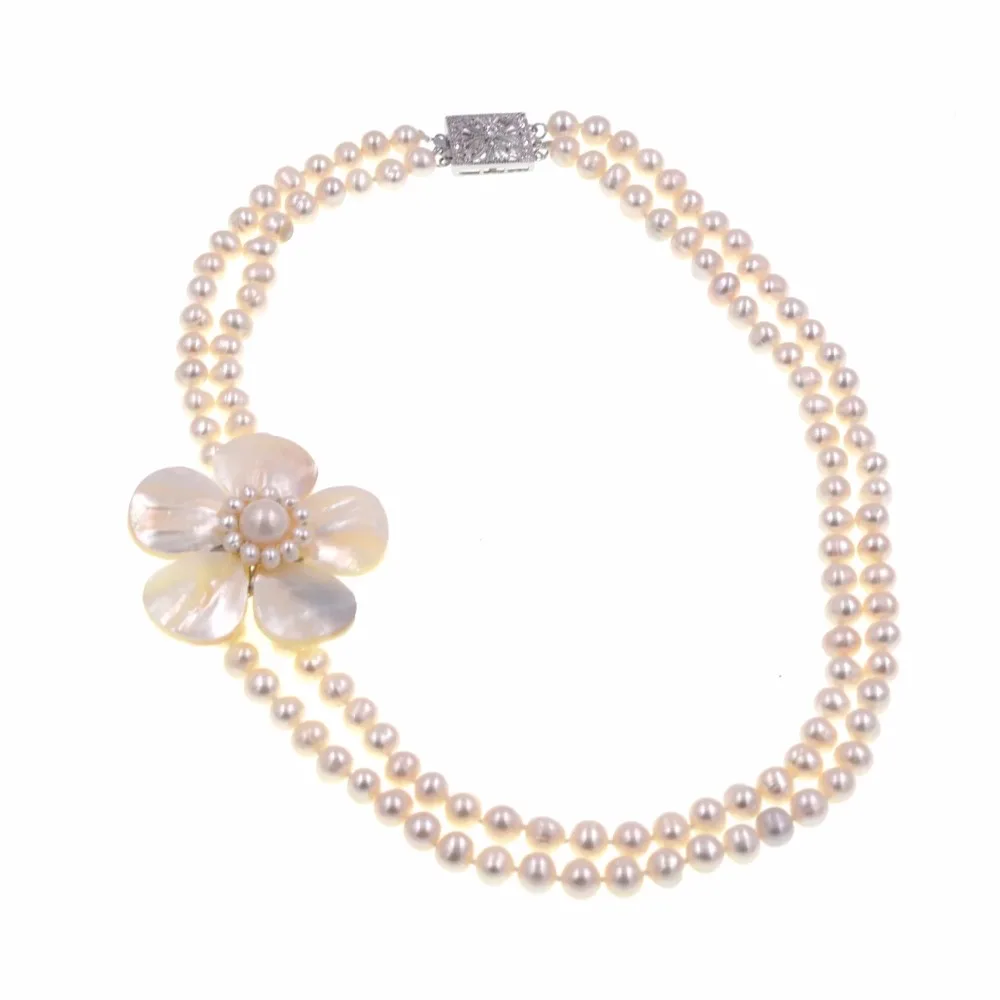 Double Strand Natural Freshwater Pearls White Sea Shell Flower Necklace Statement Choker Necklaces For women
Double Strand Natural Freshwater Pearls White Sea Shell Flower Necklace Statement Choker Necklaces For women