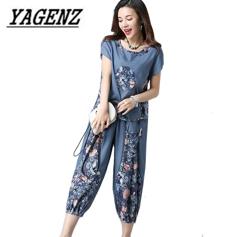 2018 Summer 2 piece set Cotton linen Womens Suit Loose O neck Short-sleeve Pullover Tops+Pants 2 piece set Casual Clothing Sets
2018 Summer 2 piece set Cotton linen Womens Suit Loose O neck Short-sleeve Pullover Tops+Pants 2 piece set Casual Clothing Sets