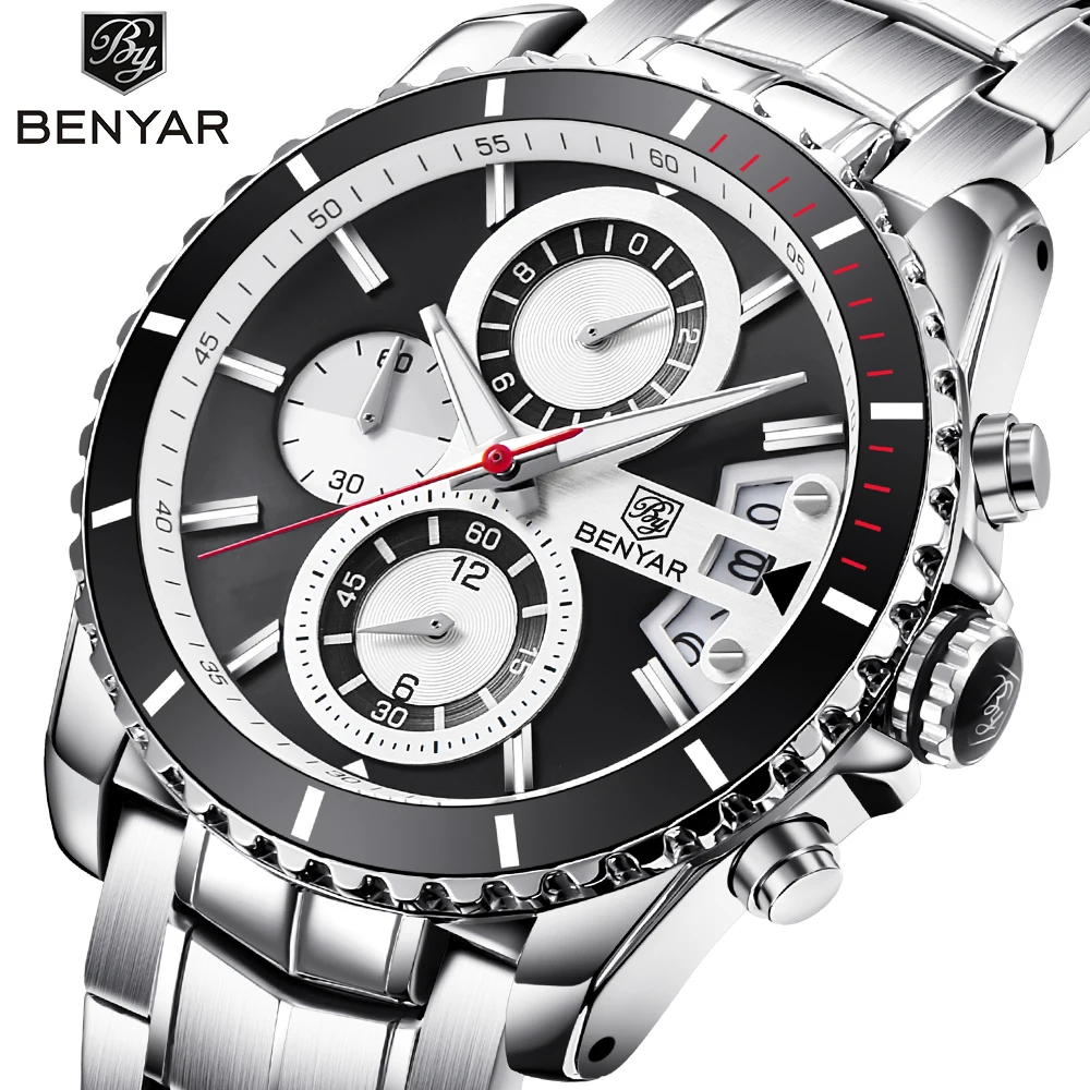 BENYAR Business Watch Men Chronograph Quartz Wristwatches Mens Dress Full Steel Waterproof Watches Male Clock relogio masculino
BENYAR Business Watch Men Chronograph Quartz Wristwatches Mens Dress Full Steel Waterproof Watches Male Clock relogio masculino