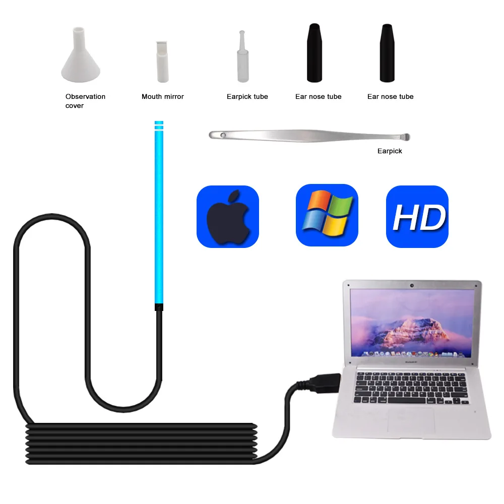 In Ear Cleaning Endoscope USB Visual Ear Spoon 5.5mm 0.3MP Mini Camera Windows/ IOS Ear pick Otoscope Borescope Tool Health Care
In Ear Cleaning Endoscope USB Visual Ear Spoon 5.5mm 0.3MP Mini Camera Windows/ IOS Ear pick Otoscope Borescope Tool Health Care