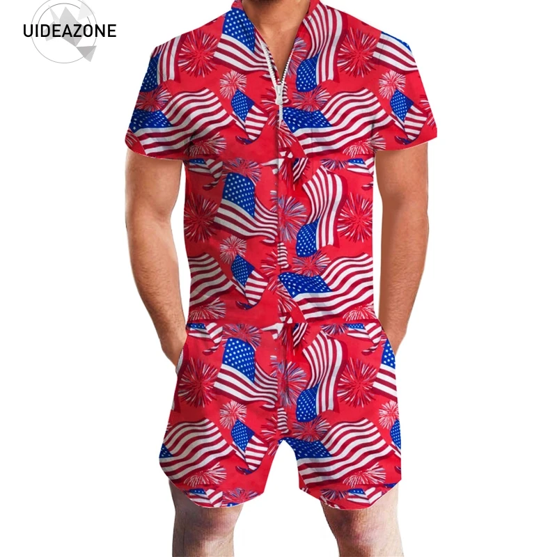 American Flag Men Rompers 2018 Short Sleeve O Neck Zipper Pockets Summer Beach One Piece Jumpsuit Overalls 3D Romper Outfits
American Flag Men Rompers 2018 Short Sleeve O Neck Zipper Pockets Summer Beach One Piece Jumpsuit Overalls 3D Romper Outfits