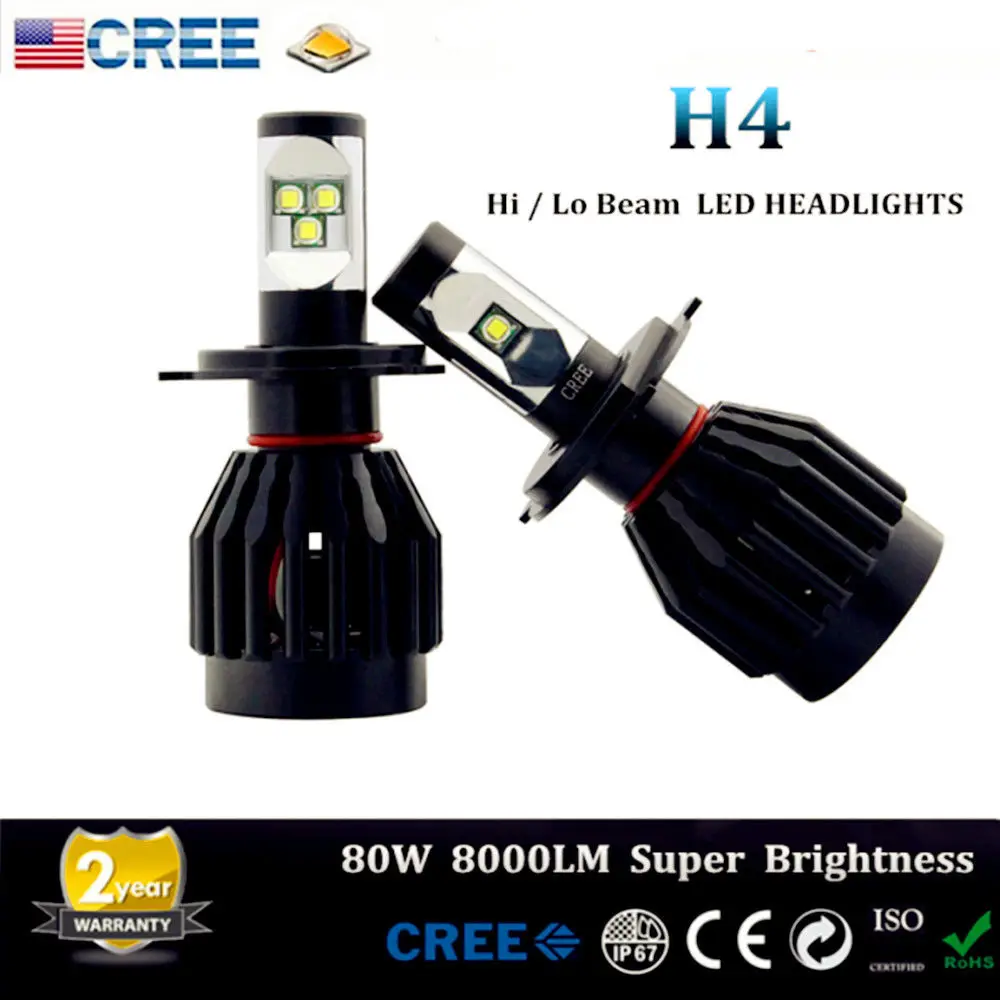 Акция! Одна пара высокомощных 80 Вт 9000LM H4 9003 HB2 автомобильные/Грузовые CREE фары