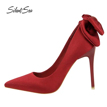 Silentsea New Satin Wedding Shoes Ladies Daily 10.5cm High Heel Pumps Womens Bow-knot Style Stilettos Shopping Party Shoes Red
Silentsea New Satin Wedding Shoes Ladies Daily 10.5cm High Heel Pumps Womens Bow-knot Style Stilettos Shopping Party Shoes Red