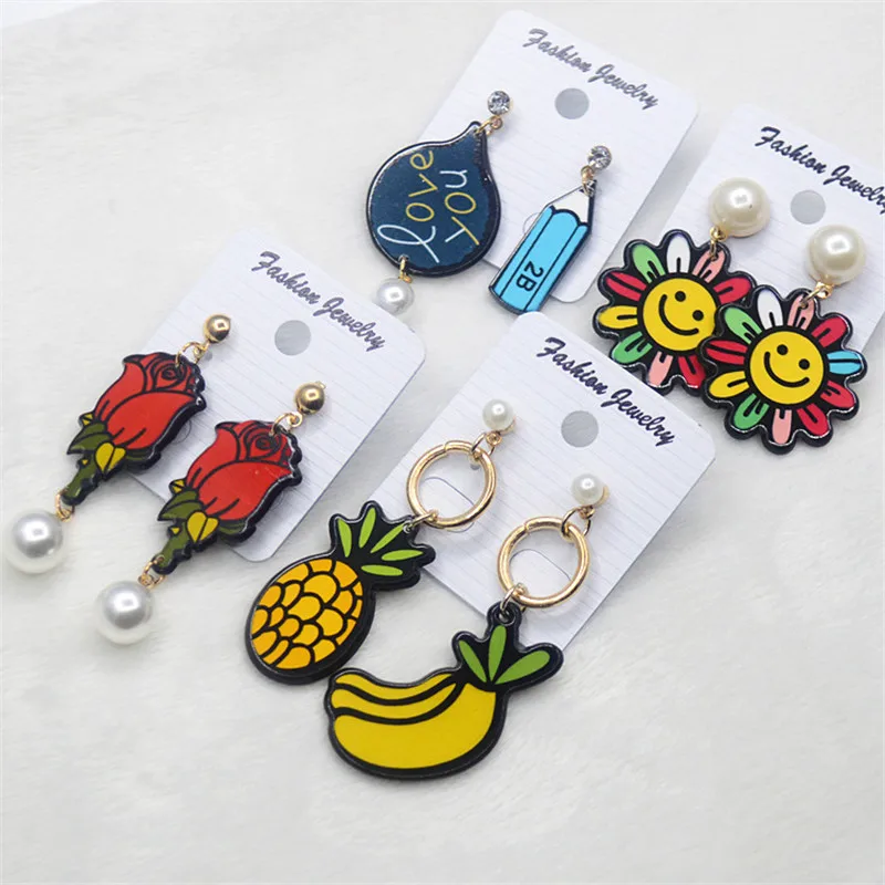 2018 Fashion Fruit Rose Sun Flower Earring For Women Cartoon Summer Earrings Pineapple wedding Party Earring gift Jewelry
2018 Fashion Fruit Rose Sun Flower Earring For Women Cartoon Summer Earrings Pineapple wedding Party Earring gift Jewelry
