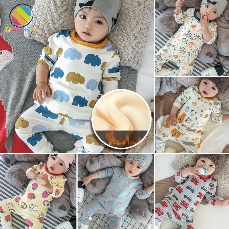Lemonmiyu/Детские плотные пижамы для маленьких мальчиков и девочек теплая хлопковая