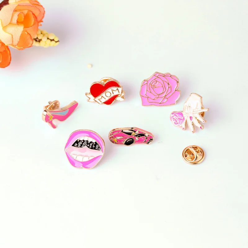 6 style Cartoon Cute Love Mom Heart Car Rose flower Red Lip High Heel Shoe Metal Brooch Pins Button Pins Girl Gift Wholesale
6 style Cartoon Cute Love Mom Heart Car Rose flower Red Lip High Heel Shoe Metal Brooch Pins Button Pins Girl Gift Wholesale