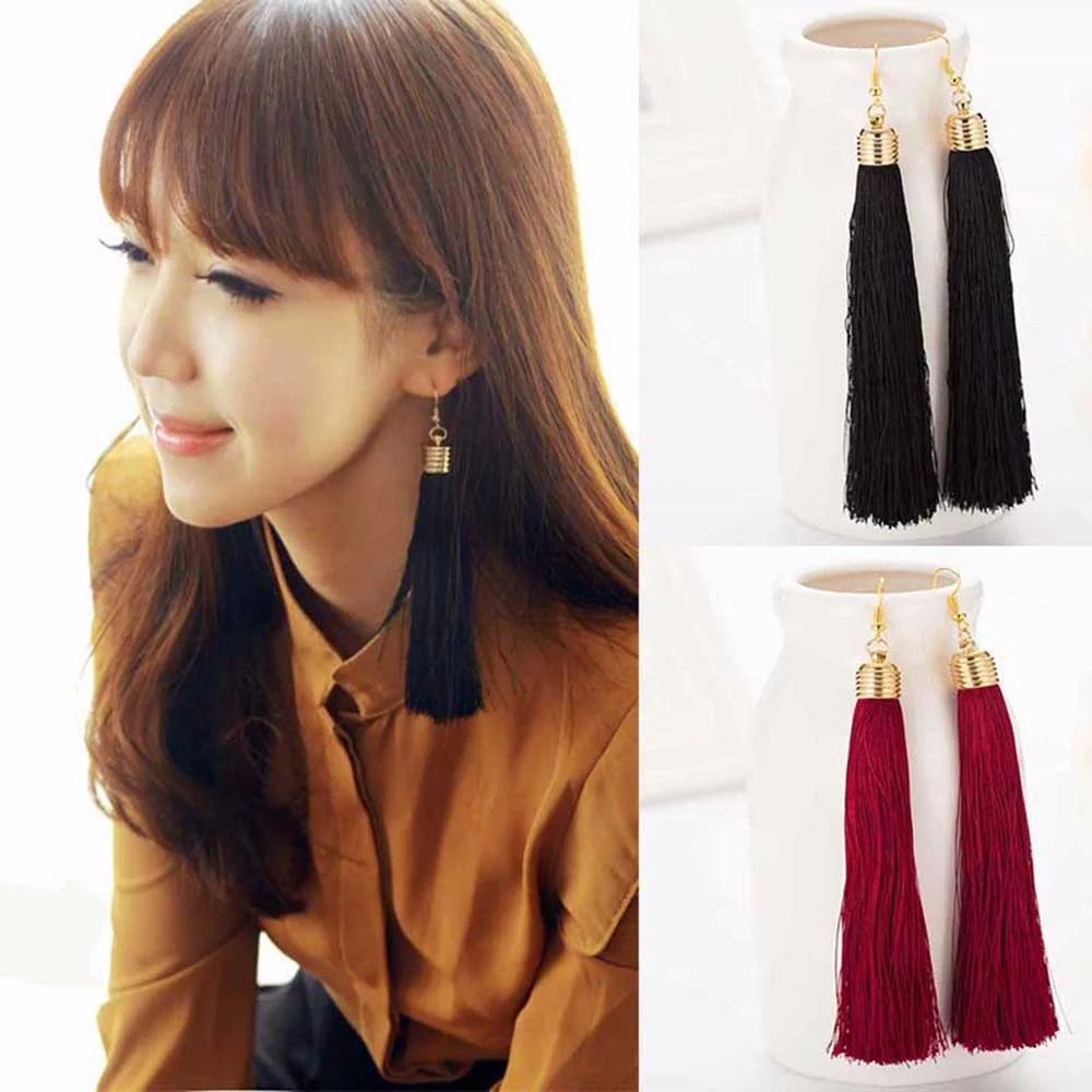 Vintage Ethnic Long Tassel Earrings Fashion Elegant Silk Fabric Long Drop Dangle Tassel Earrings For Women Wedding Party Jewelry
Vintage Ethnic Long Tassel Earrings Fashion Elegant Silk Fabric Long Drop Dangle Tassel Earrings For Women Wedding Party Jewelry